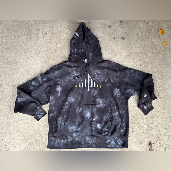 CHAMPION hoodie black tie-dye Pittsburgh embroidered bridge edition sz 2XL EUC - Picture 3 of 13